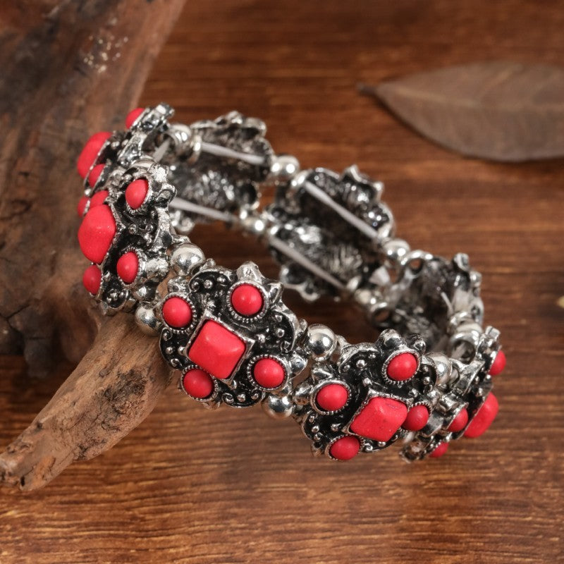 Wholesale Vintage Alloy Turquoise Stretch Bracelet Bohemian Bracelet